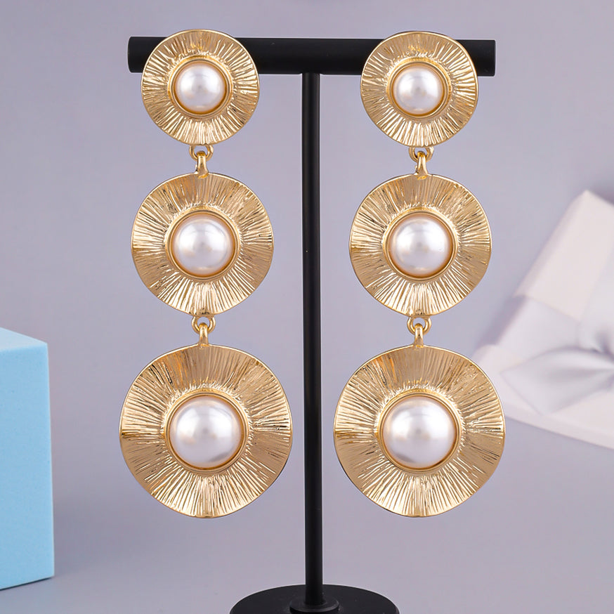 Vintage Pearl Alloy Temperament Earrings（A0191）