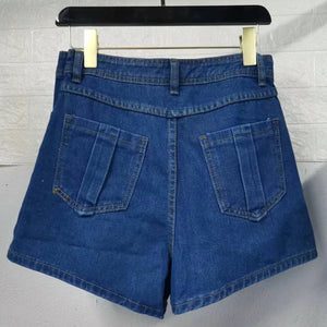 A- line High Waist Irregular Denim Skirt Shorts（CL11692）