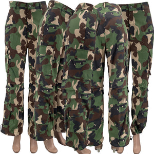 Camouflage Multi-pocket Zipper Loose Cargo Cuff Pants (CL11830)