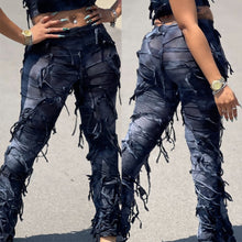 Load image into Gallery viewer, Street Cool Tie-Dyed Tassel Beggar Dress European and American Casual Pants for Women(CL11782)
