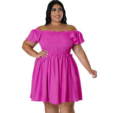 Load image into Gallery viewer, One Line Neck Short Sleeved Large Swing Dress (CL11758)
