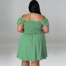 Load image into Gallery viewer, One Line Neck Short Sleeved Large Swing Dress (CL11758)
