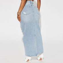 Load image into Gallery viewer, Fashion Personality Denim Wash Pocket Slit Tassel Skirt Female (CL11887)
