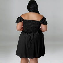 Load image into Gallery viewer, One Line Neck Short Sleeved Large Swing Dress (CL11758)
