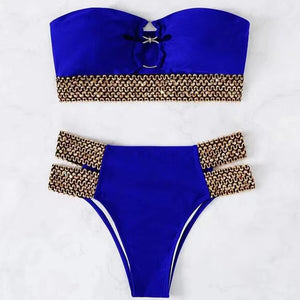 Wave Edge Split Hollow-out Swimsuit Two-Piece Set（CL11619）