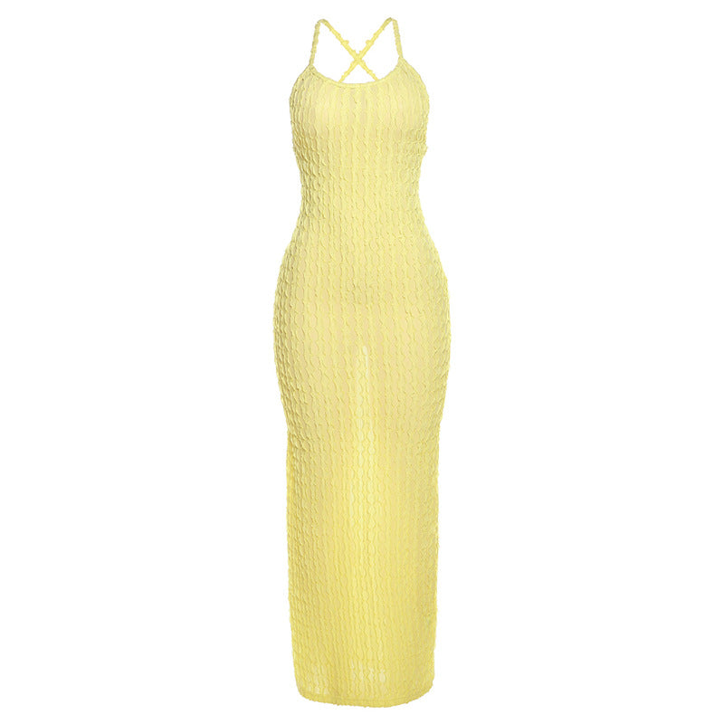 Strap Backless Temperament Popcorn Dress(CL11756)