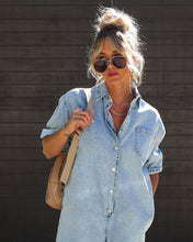 Load image into Gallery viewer, Polo Neck Short Sleeved Shorts Denim Jumpsuit (CL11826)
