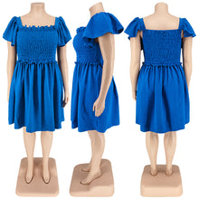 Load image into Gallery viewer, One Line Neck Short Sleeved Large Swing Dress (CL11758)
