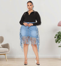 Load image into Gallery viewer, Oversized Denim Skirt with Tassel Skirt (CL11785)
