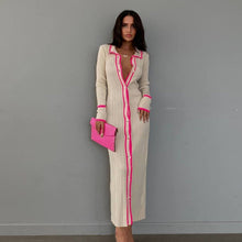 Load image into Gallery viewer, Slim lapel panels women&#39;s long sleeve cardigan dress (CL11932)
