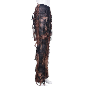 Street Cool Tie-Dyed Tassel Beggar Dress European and American Casual Pants for Women(CL11782)