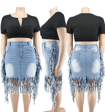 Load image into Gallery viewer, Oversized Denim Skirt with Tassel Skirt (CL11785)
