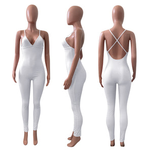 Ribbed Suspenders Backless Slim Fit Jumpsuit（CL11829）