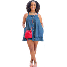 Load image into Gallery viewer, Solid Color Suspender Button Pocket Loose Washed-out Denim Dress (CL11787)
