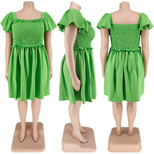 Load image into Gallery viewer, One Line Neck Short Sleeved Large Swing Dress (CL11758)
