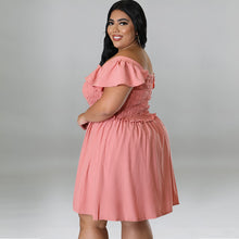 Load image into Gallery viewer, One Line Neck Short Sleeved Large Swing Dress (CL11758)
