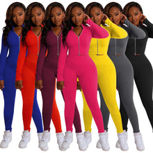 Load image into Gallery viewer, Fashion Slim Fit Zipper Solid Color 2PC Set (CL11930)
