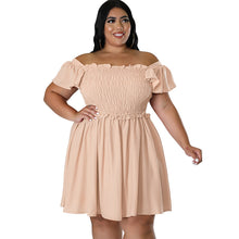 Load image into Gallery viewer, One Line Neck Short Sleeved Large Swing Dress (CL11758)
