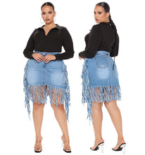 Load image into Gallery viewer, Oversized Denim Skirt with Tassel Skirt (CL11785)
