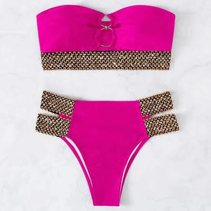 Wave Edge Split Hollow-out Swimsuit Two-Piece Set（CL11619）