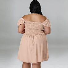 Load image into Gallery viewer, One Line Neck Short Sleeved Large Swing Dress (CL11758)
