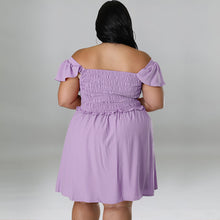 Load image into Gallery viewer, One Line Neck Short Sleeved Large Swing Dress (CL11758)
