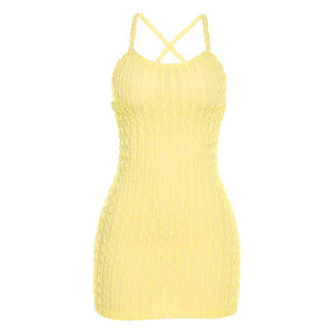 Strap Backless Temperament Popcorn Dress(CL11756)