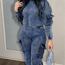 Load image into Gallery viewer, Pocket Pullover Long Sleeve Round Neck Pants 2PC Set (CL12061)
