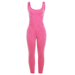 High Waist Tight Thread Sleeveless Casual Sports Jumpsuit（CL11800）