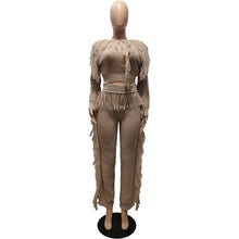 Load image into Gallery viewer, Casual Solid Color Knitted Long Sleeve Tassel Suit Women&#39;s Knitted Sweater (CL11915)
