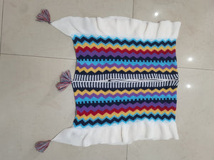 Geometrically knitted hand hook tassel coat cardigan cloak (CL12032)