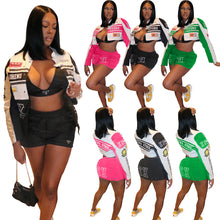 Load image into Gallery viewer, Retro detachable motorcycle baseball uniform two-piece skirt suit（CL11918）
