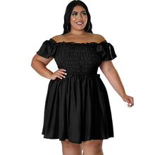 Load image into Gallery viewer, One Line Neck Short Sleeved Large Swing Dress (CL11758)
