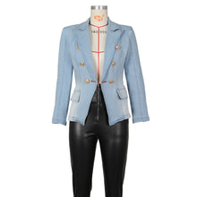 Load image into Gallery viewer, Slim Double-Breasted Denim Suit Jacket (Cl11824)
