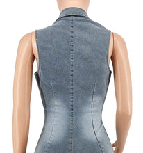 Load image into Gallery viewer, Sleeveless Open Chest Wash Denim Jumpsuit (CL11763)
