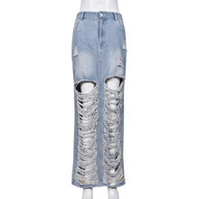 Load image into Gallery viewer, Fashion Personality Denim Wash Pocket Slit Tassel Skirt Female (CL11887)
