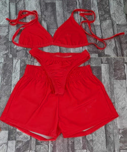 Pure Color Bikini Three-Piece Set 3PC(CL11862)