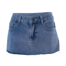 Load image into Gallery viewer, Solid Buttoned Zipper Pocket Slim Short Denim Skirt (CL11831)
