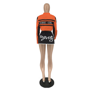 Motorcycle style detachable jacket short skirt 2PC set (CL11947)