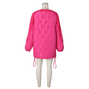 Casual loose stitching knitted drawstring cotton-padded jacket  (CL12033)