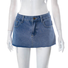 Load image into Gallery viewer, Solid Buttoned Zipper Pocket Slim Short Denim Skirt (CL11831)
