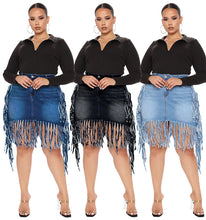 Load image into Gallery viewer, Oversized Denim Skirt with Tassel Skirt (CL11785)
