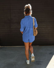 Load image into Gallery viewer, Polo Neck Short Sleeved Shorts Denim Jumpsuit (CL11826)
