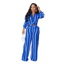 Load image into Gallery viewer, Printed Striped Shirt Outfit Two-Piece 2PC Set (CL11898)
