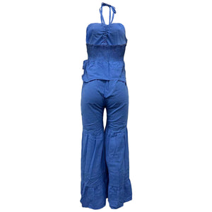 Halter Neck Wrapped Multi-layered Bamboo Women's Jumpsuit (CL11855)