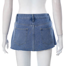 Load image into Gallery viewer, Solid Buttoned Zipper Pocket Slim Short Denim Skirt (CL11831)
