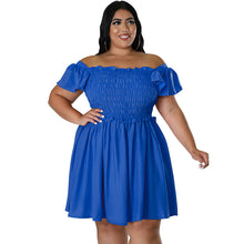 Load image into Gallery viewer, One Line Neck Short Sleeved Large Swing Dress (CL11758)
