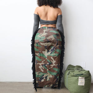 Camo Wash Water Su High Split Skirt (CL11818)