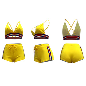 Open Navel Shorts with Webbing Two-piece Set (CL11841)