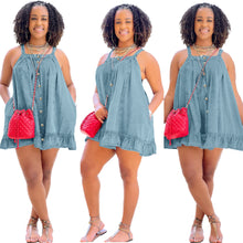 Load image into Gallery viewer, Solid Color Suspender Button Pocket Loose Washed-out Denim Dress (CL11787)
